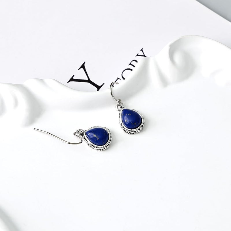 Teppdfann Store Vintage Teardrop Birthstone Dangle Earrings for Women Trendy, Gemstone Drop Earrings with Silver Hook Birthstone Jewelry for Christmas Gift - Image 5